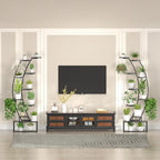 Plant Stand Shelf Rack Indoor with 8 Built in Grow Light, 10 Tiered 65" Tall Black Large Lighted Half Moon Curved Plant Stand for Indoor Growing, 2 Pack Arch Sturdy High Herb Flower Shelving