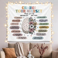 Positive Wall Tapestry - Change Your Mindset Mental Health Tapestry，Motivational Wall Hanging Decor for Teen Bedroom Living Room Dorm,Mental Health Office Decoration 59x51 Inch(Colorful-Change02)