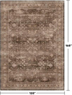 Brown Rug for Living Room 10x14 - Extra Large Vintage Western Unique Neutral Taupe, Washable Low Pile Non-Slip Soft Thin Area Rug for Dining Under Table, Bedroom Under Bed, Home Office