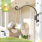 Qiang Ni Plant Hanger Outdoor: 12 Inch 50LBS Bird Feeder Bracket for Garden Patio Decor - Swivel Adjustable Wall Mount Plant Hook for Hanging Flower Baskets