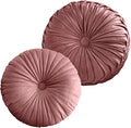 2 Pcs Round Throw Pillows Pleated Velvet Pumpkin Round Pillows Floor Cushion for Living Room Couch Chair Bed Sofa 15.7"x15.7"/13.8" x 13.8" (Blush)