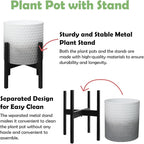 10 & 12 Inches Planters with Metal Sand for Indoor Plants Set of 2,Decorative Plant Pots with Holder, Outdoor Flower Pots with Legs, Modern Garden Pot with Drainage Holes for Snake Plant, House plants