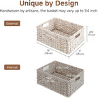 StorageWorks Pantry Baskets, Wicker Storage Baskets for Organizing, Bathroom Shelves, Pantry Organizers and Storage, Water Hyacinth, White