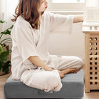 MeMoreCool Square Floor Pillow for Adults and Kids, Large Meditation Cushion with Thick Foam and Washable Tufted Cover, 24-Inch Grey Seat for Sitting and Yoga