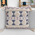 Boho Tufted Decorative Throw Pillow Cover, Cozy Bohemian Cotton Canvas Cushion Cover Tassels Pillow Case Home Decor 17"X 17",03