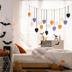 HVEST Halloween Macrame Wall Hanging Boho Decor, Purple Leaves Handmade Woven Tapestry for Bedroom Black and White Bohemian Macrame Wall Art for Living Room Decorations, 29.5L X 47W