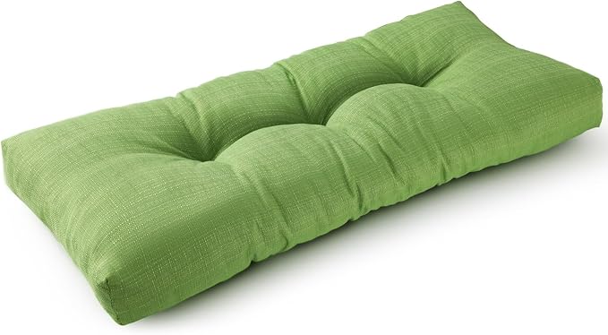 SUNROX LokGrip Non Slip Tufted Memory Foam Bench Cushion, FadeShield Water Resistant Durable Thicken Outdoor/Indoor Bench Seat Pads 36x14x4 inch, Apple Green