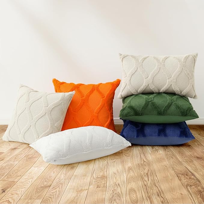 decorUhome Spring Euro Sham Throw Pillow Covers 24x24 Inch Set of 2, Soft Plush Faux Fur Wool Forest Elf Accent Couch Pillow Covers for Modern Farmhouse Bed Sofa Living Room