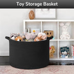 Goodpick Large Storage Basket, 23.5'' x 15.8'' Woven Storage Baskets, Cotton Rope Toy Storage for Kids Decorative Laundry for Home, Perfect for Living Room, 115L Black