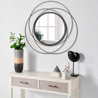 Round Decorative Wall Mirror, Black Metal Mirrors, Art Small Round Wall Home Mirror, Decor Living Room Bedroom Bathroom Entryway 20"