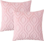 decorUhome Cozy Textured Euro Sham Throw Pillow Covers 26x26 Inch Set of 2, Soft Plush Faux Wool Light Pink Accent Couch Pillow Covers for Modern Farmhouse Sofa Bed Living Room