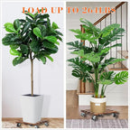 2 Pack Plant Caddy with Wheels, 14" + 12" Rolling Plant Stand 264 LBS Heavy Duty Wooden Square Plant Dolly with Metal 360° Lockable Caster Wheels for Outdoor Indoor Large Plant Pots, Flower Pot, Patio