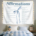 LIANGW Preppy Blue Bow Christian Tapestry, Bible Bow Aesthetic for Girls Bedroom for Dorm Room，Inspirational Christian Tapestries for Women, Faith - Based Blue Room Decor Aesthetic 50x60 inch