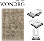 10x14 Brown Vintage Area Rug for Living Room Bedroom Large Distressed Rustic Carpet Non-Slip Low Pile Soft Washable Throw Rug for Indoor Dining Room