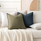 MIULEE Decorative Linen Euro Sham Pillow Covers 22x22 Inch Light Olive Green Boho Farmhouse Neutral Couch Throw Pillows for Bed Pack of 2 Accent Modern Pillowcase Summer Sofa Livingroom Home Decor