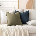 MIULEE Decorative Linen Pillow Covers 20x20 Inch Navy Blue Boho Farmhouse Neutral Couch Throw Pillows for Bed Pack of 2 Accent Coastal Modern Pillowcase Summer Sofa Livingroom Home Decor