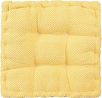 ChezMax Floor Pillow & Cushion, Large Meditation Chair Cushions, Thick Square Seat Pad, Soft Velvet Tufted Seating Pouf for Indoor/Outdoor Yoga Bench Rocking Chair Room Tatami Sofa, Yellow 20" x 20"