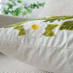 vctops Heart Flower Embroidered Decorative Throw Pillow Cover Spring Summer Floral Square Pillow Cases Cute Cotton Cushion Cover for Couch Sofa Bed (Flower E,18"x18")