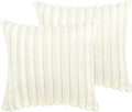 24x24 Pillow Covers, Decorative Faux Fur Throw Pillow Covers for Couch, Sofa Soft Fluffy Pillow Cover with Velvet Back for Living Room, Neutral Home Décor Accent for Bed - Cream White