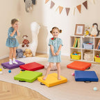 HONEY JOY 6PCS Floor Cushions for Kids, 16" Length Flexible Alternative Portable Classroom Seating with Handles, Easy to Clean, Thick Soft Foam Comfy Square Seats for Daycare Preschool, Colorful