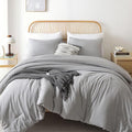 ROSGONIA Oversized King Comforter 120x120, 3pcs Super King Comforter (1 Gray Comforter & 2 Pillowcases) Super King Comforter Set 120x120 Bedding Quilt