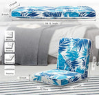 JMGBird Adjustable Floor Chair - 5-Position Gaming & Meditation Cushion with Back Support, Waterproof Blue Palm Leaves Design for Indoor/Outdoor Use