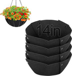 4pcs 14in Thick Felt Hanging Basket Liners - Heavy-Duty 400GSM Non-Woven Fabric Round Planter Liner for Garden Wall Flower Hanging Baskets, Replacement for Coco Fiber Liner