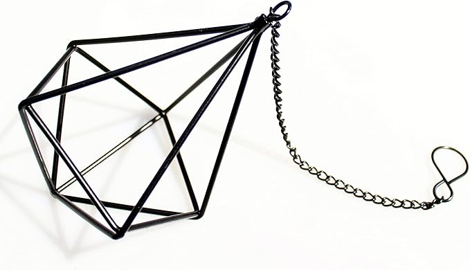 Air Plants Hanging Holders Indoor Small Metal Airplants Rack Hanger Himmeli Geometric Planter Tillandsia Air Ferns Display with Chains 6 Pcs Black Diamond Shape …