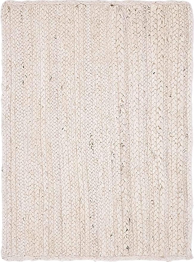 Unique Loom Braided Jute Collection Area Rug - Dhaka (2' x 3' 1" Rectangle, White)