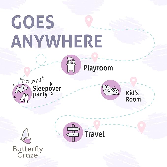 Butterfly Craze Floor Pillow Case, Mattress Bed Lounger Cover, Polka Purple, Queen Size - Cozy Seating Solution for Kids & Adults, Recliner Cushion, for Reading, TV Time (Pillow Not Included)