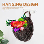 DOITOOL Rattan Woven Hanging Basket: 2PCS Wicker Wall Planter Woven Hanging Storage Basket Wall Flower Holders Indoor Outdoor Bohemia Planter