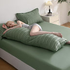 JELLYMONI Pillowcases Body Size Green 1 Pack Boho Striped Bed Pillow Covers 20x54in Polyester Envelope Pillow Shams Tufted Bohemian Textured (Pillows are not Included)