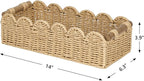 CubesLand Scalloped Edge Toilet Paper Storage Basket, Living Room Home Cozy Decor Basket, Paper Rope Small Baskets for Over Toilet Storage Shelf, End Table, Shelves, with 2 Wooden Handles, Beige
