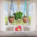 Handmade By Uruba Macrame Plant Hanger Indoor Macrame - 3ft Macrame Plant Hangers Indoor for Live Plants Indoor Outdoor Decor Boho Decor Small Hanging planters for Plants (Set of 3: Cozy Combo)