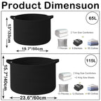 65L Large Blanket Basket,19.7" L x 19.7" W x 13" H Rope Woven Baskets with Handles, Toys Storage Bins,Laundry Basket Perfect for Living Room, Nursery,Bedroom,Home Organization,Black