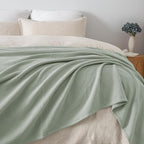 PHF 100% Cotton Muslin Blanket King Size 108"x90", 4-Layer Lightweight Gauze Throw, Breathable Cloud-Soft Minimalist Blanket for Bed, Couch, Camping & Baby, Sage Green, Ideal Gift