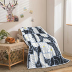 Boho Abstract Colorful Floral Throw Blanket, Vintage Retro Patchwork White Black Purple Flower Botanical Geometric Aesthetic Groovy Flannel Throw Blanket for Chair Bed Sofa Couch, 50X60IN