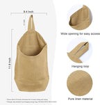 100% Linen Hanging Storage Bags Baskets 2 Pcs, Small Wall Storage Bag for Kitchen, Bedroom, RV Camper Organizer, Sewing Room, Nursery Storage, Kids Room, Dark Yellow