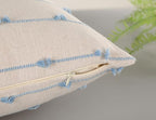Set of 2 Boho Throw Pillow Covers 28x28,Light Blue and White Neutral Couch Pillow Case with Tassel Fringe Decorative,Modern Accent Farmhouse Cushion Covers for Sofa Couch Bed Living Room