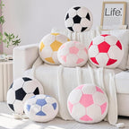 Soccer Pillow,12" Soccer Plush Pillow Decorative Throw Pillow Floor Cushion Seating Cushion,Round Soccer Ball Throw Pillow for Sofa Couch Living Room (Black)