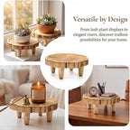 2 Pack Mini Wood Pedestal Stand, 8.5 Inch Small Plant Risers for Decor, Farmhouse Plant Stool Display Stand, Footed Pedestal Tray Plant Holder for Candles, Soap, Garden, Patio, Home, Kitchen, Bathroom