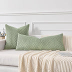 Kevin Textile Spring 20x54 Inch Long Body Lumbar 1 Pack Boho Decorative Throw Pillow Cover Soft Striped Corduroy Rectangle Cushion Case Farmhouse Accent for Living Room Couch Sofa Bed, Sage Green