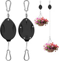 2Pcs Upgraded Heavy Duty Retractable Plant Hanger,Plant Pulleys for Hanging Plants,Easy to Raise and Lower,Auto Lock,Adjustable Hook for Garden Baskets Pots,Birds Feeder and Wind Chime,Black