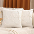 Tosleo Ramadan Pillow Covers 18x18 inch Set of 2 Beige Tufted Bow Embroidery Throw Pillow Covers Ramadan Eid Mubarak Cushion Covers Moon and Star Decorations for Home Couch Sofa Outdoor