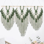 Fiwochic Large Boho Macrame Wall Hanging Wall Decor Bohemian Woven Handmade Tapestry with Tassel Artwork for Decorating Bedroom Living Room Apartment Nursery, 43 x 35 Inches(Green)