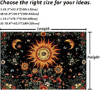 Serborlur Boho Sunflower Tapestry Hippie Moon Tapestry for Bedroom Colorful Botanical Floral Plant Wall Tapestries Aesthetic Vintage Wall Hanging for Living Room Dorm Decor
