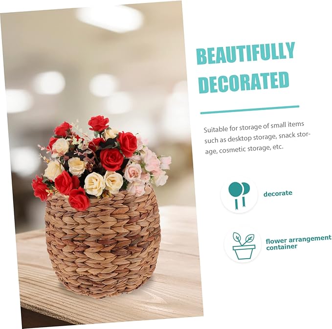 Seagrass Basket for Plant Desktop Woven Storage Basket Hyacinth Decorative Pot Organizer