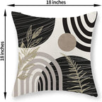 Boho Black Pillow Covers 18x18 Set of 2 Gold Leaf Tropical Mid Century Throw Pillows Outdoor Bohemian Abstract Modern Decorative Pillow Cases Farmhouse Linen Cushion Case for Couch Sofa Decor