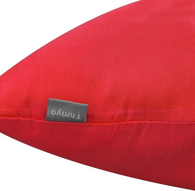 Thmyo 4-Pack 100% Cotton Lumbar Comfortable Solid Decorative Throw Pillow Case Rectangle Cushion Cover Pillowcase Sublimation Blank Christmas DIY Throw Pillowcase for Sofa Bed(12x20inch/30x50cm, Red)