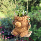 Swing Highland Cow Hanging Planters for Indoor Plants, Cute Small Planter Pot for Indoor Outdoor Plants, Succulent Pots with Drainage Hole, Unique Funny Hanging Plant Flower Pot, Gift Ideas